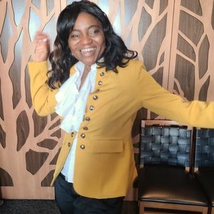 Mustard color blazer with buttons